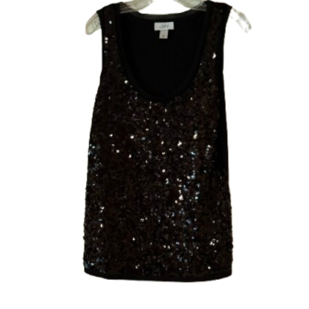 Loft Black Sequined Front Tank - Medium